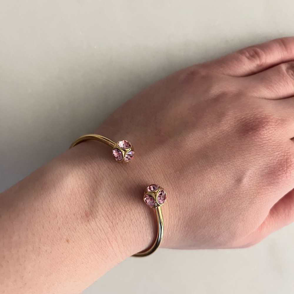 Kate Spade Gold Cuff Bracelet with Pink Gems